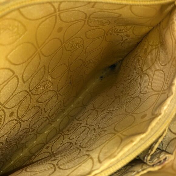 Vintage Fossil leather crossbody organizer purse. Yellow - Picture 7 of 11
